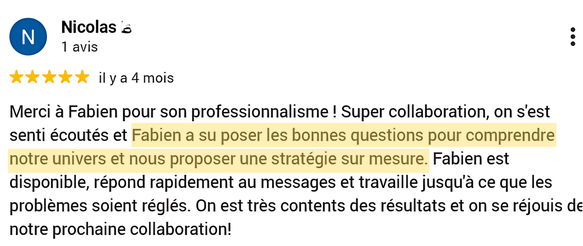 Témoignage client